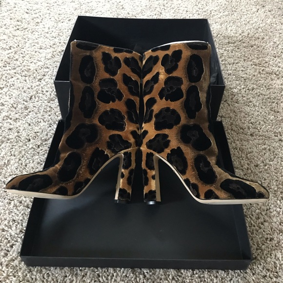 NWB Dolce and Gabbana Velvet Leopard Boots - Picture 6 of 8